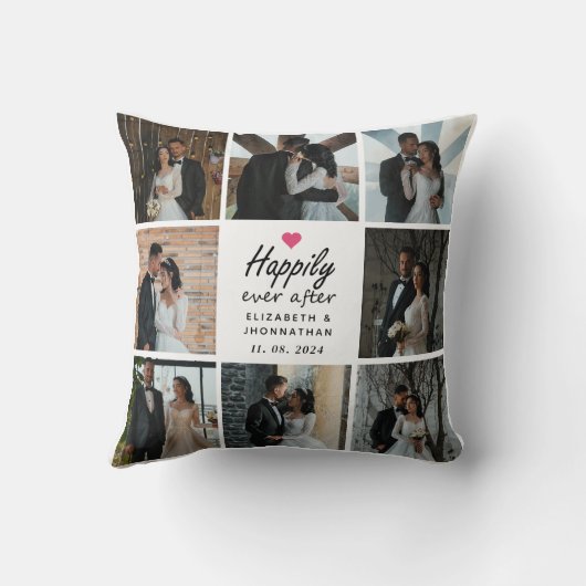 Script nog lang en gelukkig na Pink Heart Photo Co Kussen (Achterkant)