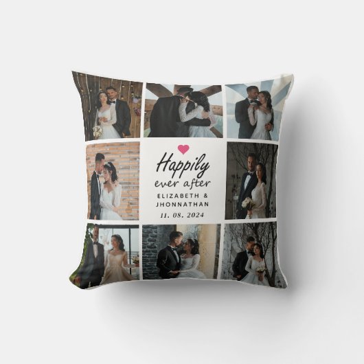 Script nog lang en gelukkig na Pink Heart Photo Co Kussen (Voorkant)