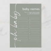 Script Oh Baby Namen Douche Spel Sage Kaart (Voorkant)