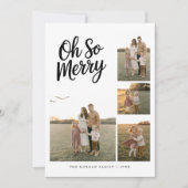 Script Oh So Merry Family 4 Foto Christmas Kaart (Voorkant)