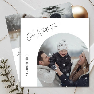 Script Oh Wat een leuke kerst familie boog foto Feestdagenkaart