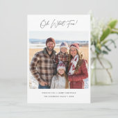 Script Oh Wat Leuk Kerstgezin Foto Groen Feestdagenkaart (Staand voorkant)