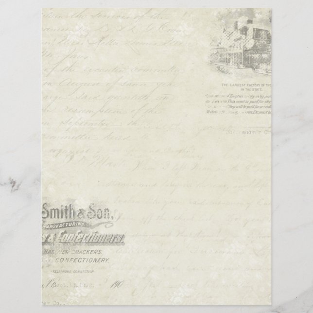  Script Old Paper Ephemera Scrapbook Paper (Voorkant)