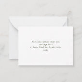 Script Olive Green Wedding Budget Thank You Notitiekaartje (Achterkant)