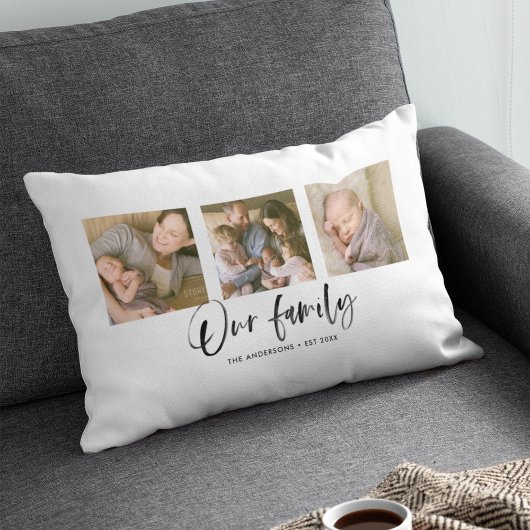 Script Onze familienaam fotocollage Kussen