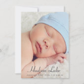 Script Overlay Blauwe Baby Jongen Meerdere Foto's Aankondiging (Voorkant)