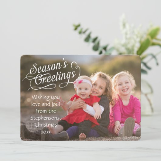 Script Overlay Seizoen Groeten Fotokaart Feestdagenkaart (Staand voorkant)