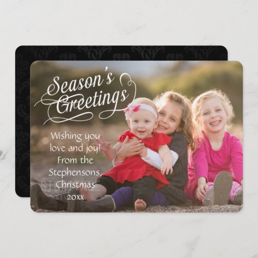 Script Overlay Seizoen Groeten Fotokaart Feestdagenkaart (Voorkant / Achterkant)