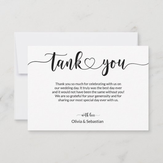 Script Overlay Tekst Hart en Foto Bruiloft Bedankkaart (Achterkant)