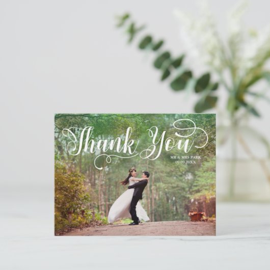 Script Overlay Wedding Foto Dank u Briefkaart (Staand voorkant)