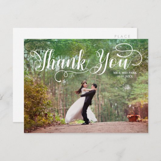 Script Overlay Wedding Foto Dank u Briefkaart (Voorkant / Achterkant)