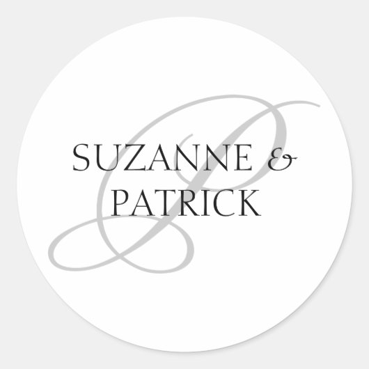 Script P Monogram Labels (Zilver / Zwart) (Voorkant)