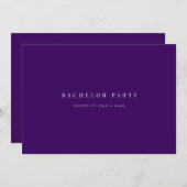 Script Paarse Bachelor Party Invitation Kaart (Voorkant / Achterkant)