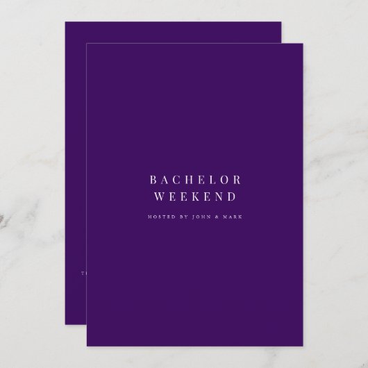 Script Paarse Bachelor Weekend Uitnodiging (Voorkant / Achterkant)