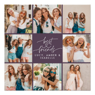 Script paarse moderne multi foto beste vrienden perfect poster