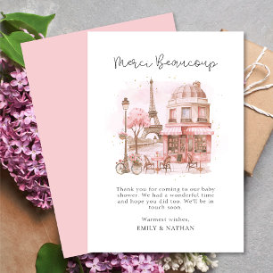 Script Paris Cafe Merci Dank u Baby shower Bedankkaart