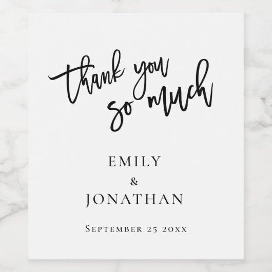 Script Passen getrouwd Namen Dank je wel bruiloft Wijn Etiket (Enkel label)