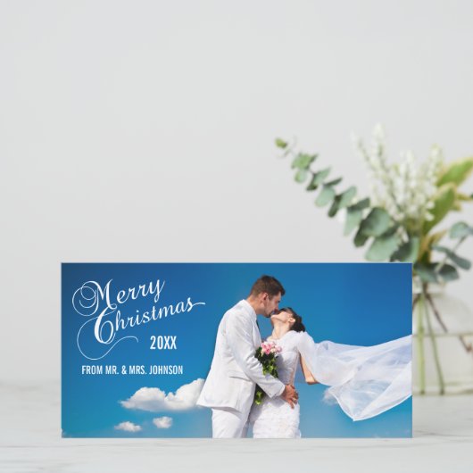 Script Passen getrouwd Vakantiefotokaarten Feestdagenkaart (Staand voorkant)