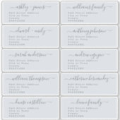 Script Pastel Blauw Bruiloft Gast Adresetiketten Sticker (Voorkant)