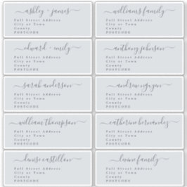 Script Pastel Blauw Bruiloft Gast Adresetiketten Sticker