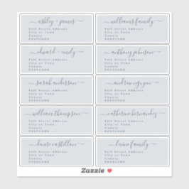Script Pastel Blauw Bruiloft Gast Adresetiketten Sticker