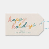 Script Pastel Prettige feestdagen gepersonaliseer Cadeaulabel (Voorkant (Horizontaal))