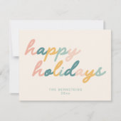 Script Pastel Prettige feestdagen gepersonaliseer Feestdagenkaart (Voorkant)