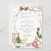 Script Petals en Prosecco Pioen Roze Kaart (Voorkant)