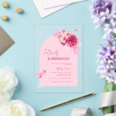 Script Petals & Prosecco Roze Bloemen Vrijgezellen Acryl Uitnodigingen (Insitu (Huwelijk))