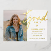 Script Photo Afstudeerder Party Folie Uitnodiging (Voorkant)