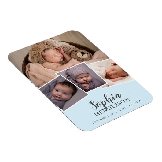 Script Photo Birth Light Blue Magnet Magneet (Rechterzijde)