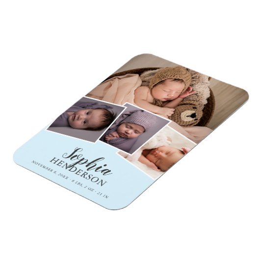 Script Photo Birth Light Blue Magnet Magneet (Linkerzijde)
