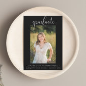 Script Photo Black White Graduation Party Kaart