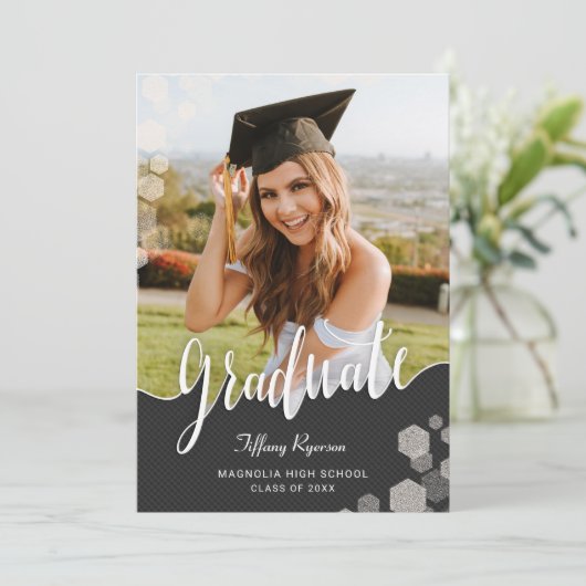 Script Photo Graduation Party Kaart (Staand voorkant)