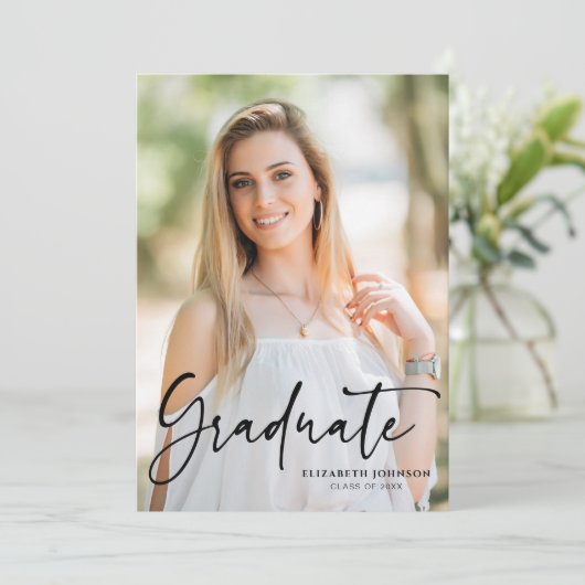 Script Photo Graduation Party Kaart (Staand voorkant)