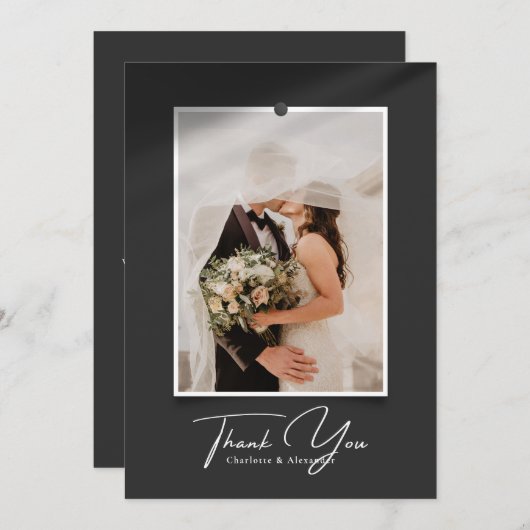 Script Photo Lijst Shadow Effect-bedankkaart Kaart (Voorkant / Achterkant)