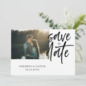 Script Photo Minimalist Bewaar de datum Uitnodigin Kaart (Staand voorkant)
