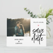 Script Photo Minimalist Bewaar de datum Uitnodigin Kaart (Staand voorkant)