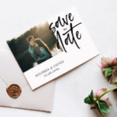 Script Photo Minimalist Bewaar de datum Uitnodigin Kaart