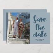 Script Photo Minimalist Bewaar de datum Uitnodigin Kaart (Voorkant / Achterkant)