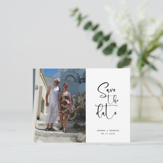 Script Photo Minimalist Save the date  Briefkaart (Staand voorkant)