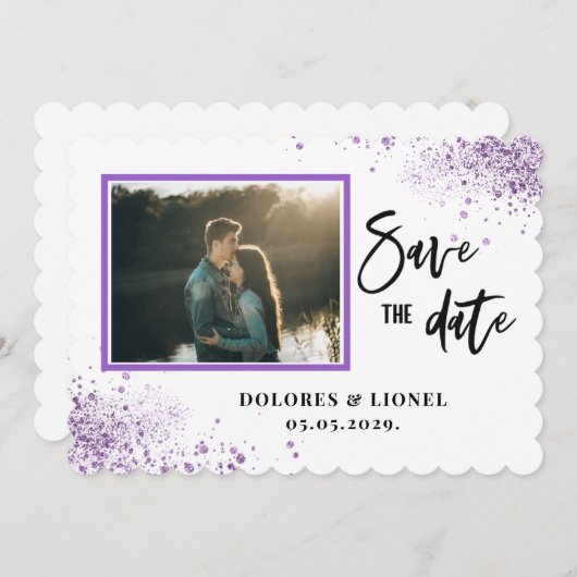 Script Photo Minimalist Save the date Invitation (Voorkant / Achterkant)