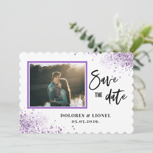 Script Photo Minimalist Save the date Invitation (Staand voorkant)