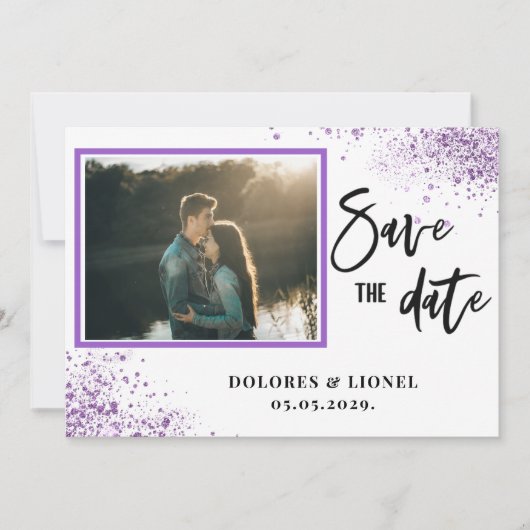 Script Photo Minimalist Save the date Invitation Kaart (Voorkant)