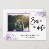 Script Photo Minimalist Save the date Invitation Kaart (Voorkant / Achterkant)