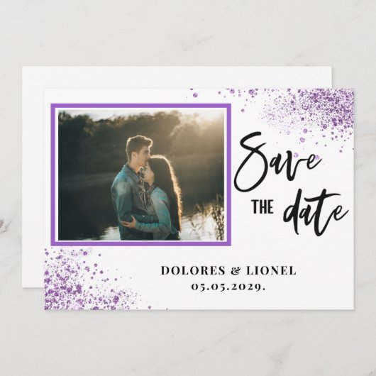 Script Photo Minimalist Save the date Invitation Kaart (Voorkant / Achterkant)