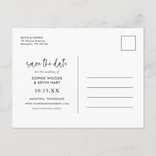 Script Photo Overlay met de hand geschreven als Sa Aankondigingskaart (Achterkant)