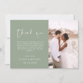 Script Photo Sage Green Wedding Dank u kaart (Voorkant)