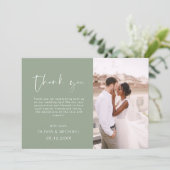 Script Photo Sage Green Wedding Dank u kaart (Staand voorkant)