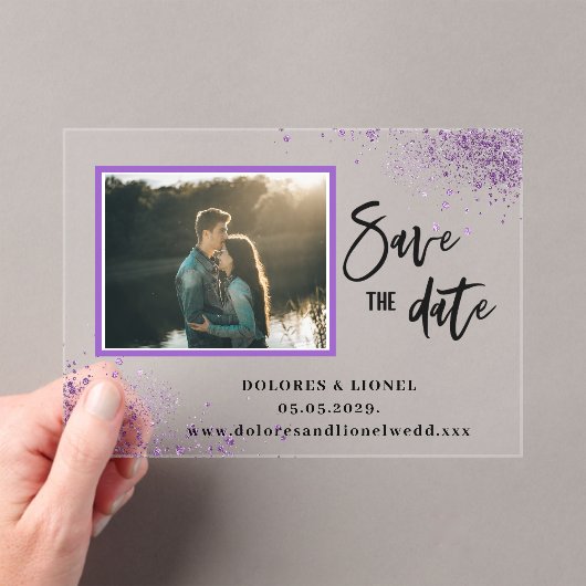 Script Photo Save the date  Acryl Uitnodigingen (Insitu (Draagbaar))